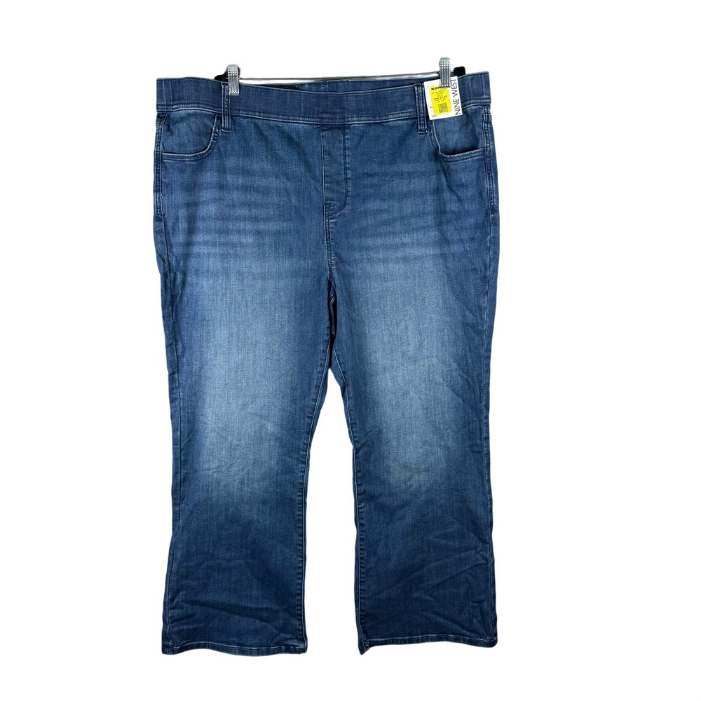 Nine West Womens 24W Jeans Blue Pull On Stretch Bootcut Plus Size